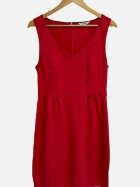 Boden Coral Pink Stretch Ponte Knit Sheath V Neck Dress